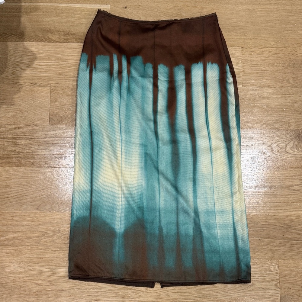 Zara Brown and Teal Midi Skirt